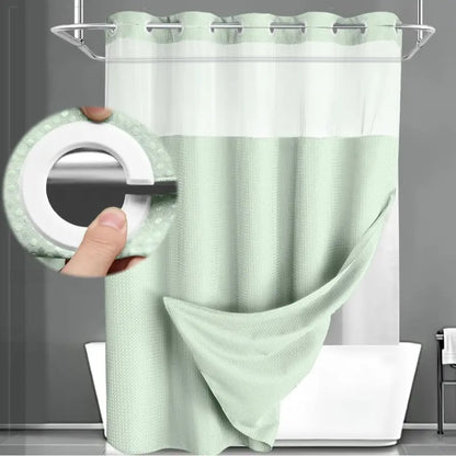 Upgrade Your Bathroomwith a No-Hook DoubleShower Curtain -Waterproof Fabric, Snap-In Liner, Easy Installation& Washable Design, 72" x75"