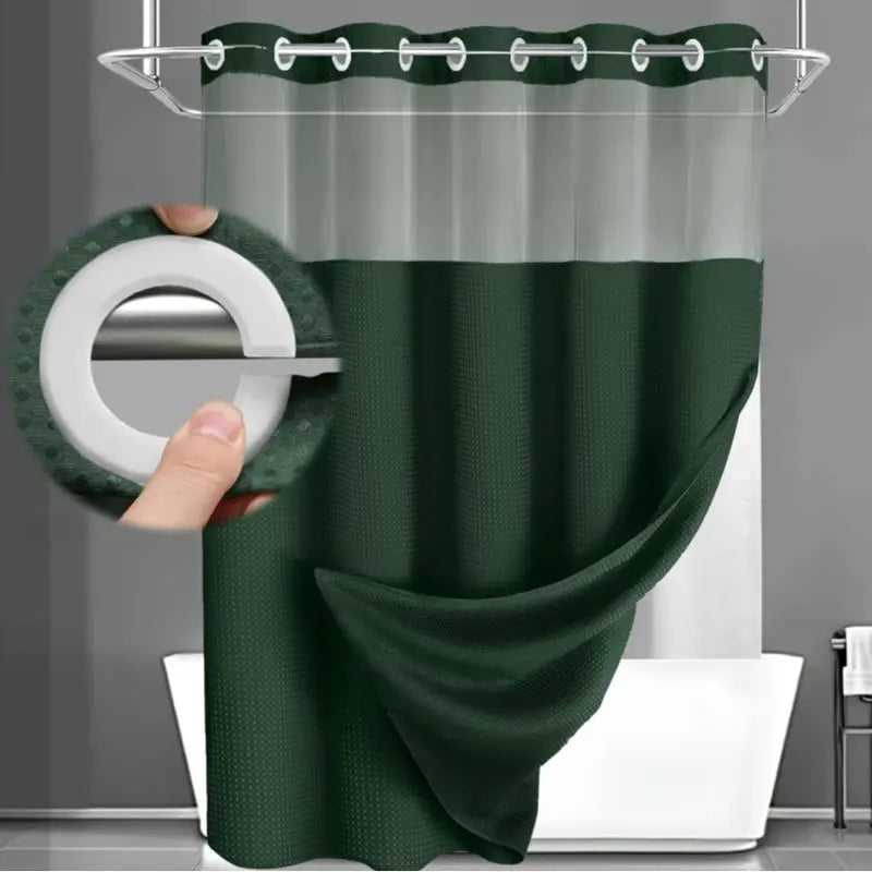 Upgrade Your Bathroomwith a No-Hook DoubleShower Curtain -Waterproof Fabric, Snap-In Liner, Easy Installation& Washable Design, 72" x75"