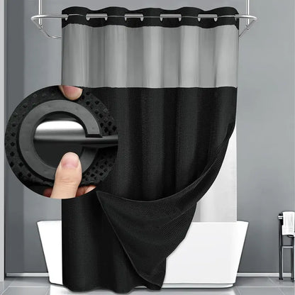 Upgrade Your Bathroomwith a No-Hook DoubleShower Curtain -Waterproof Fabric, Snap-In Liner, Easy Installation& Washable Design, 72" x75"