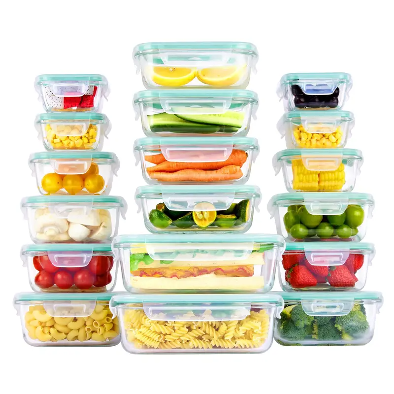 18-Pack Glass Food Storage Containers with Airtight Lids – Stackable Meal Prep Set for Kitchen Organization, Lunch, Oven, Microwave & Freezer Safe