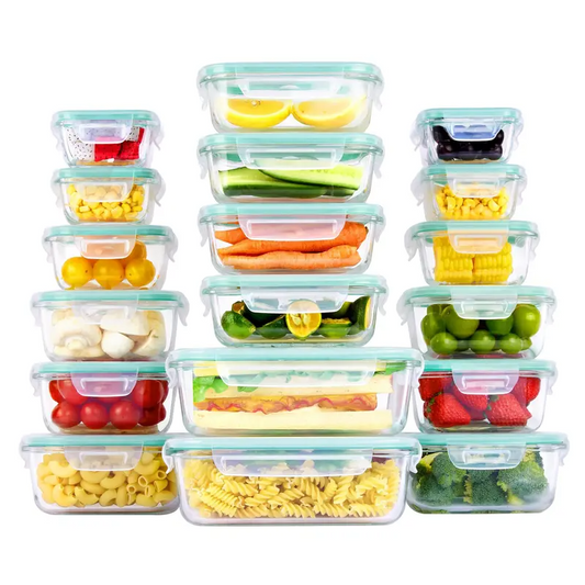 BIG SAVINGS, LIMITED TIME!!18-Pack Glass Food Storage Containers with Airtight Lids – Stackable Meal Prep Set for Kitchen Organization, Lunch, Oven, Microwave & Freezer Safe
