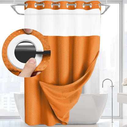 Upgrade Your Bathroomwith a No-Hook DoubleShower Curtain -Waterproof Fabric, Snap-In Liner, Easy Installation& Washable Design, 72" x75"
