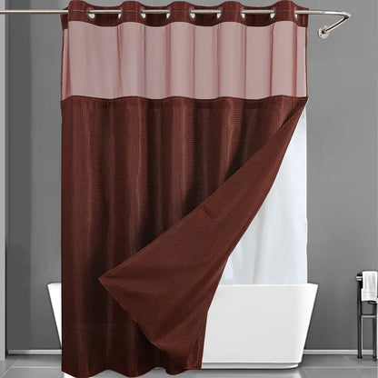 Upgrade Your Bathroomwith a No-Hook DoubleShower Curtain -Waterproof Fabric, Snap-In Liner, Easy Installation& Washable Design, 72" x75"