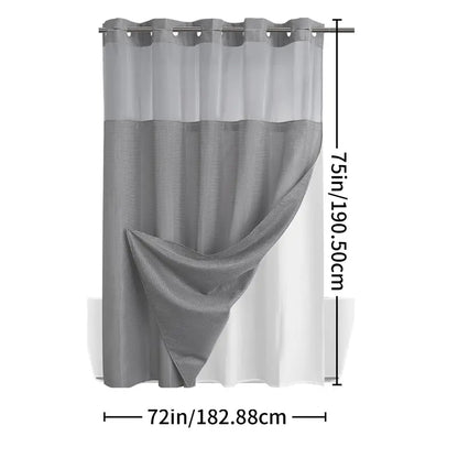 Upgrade Your Bathroomwith a No-Hook DoubleShower Curtain -Waterproof Fabric, Snap-In Liner, Easy Installation& Washable Design, 72" x75"