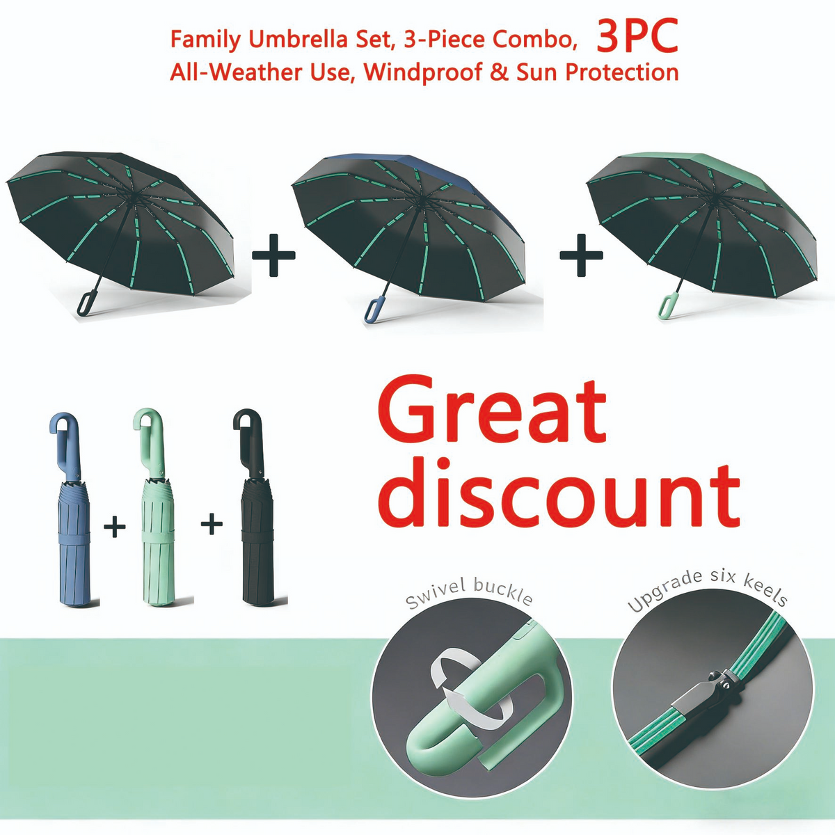 Automatic FoldingWindproof Umbrella -Compact WaterproofRain Umbrella with Easy-Grab Loop, PortableTravel Design for Men &Women