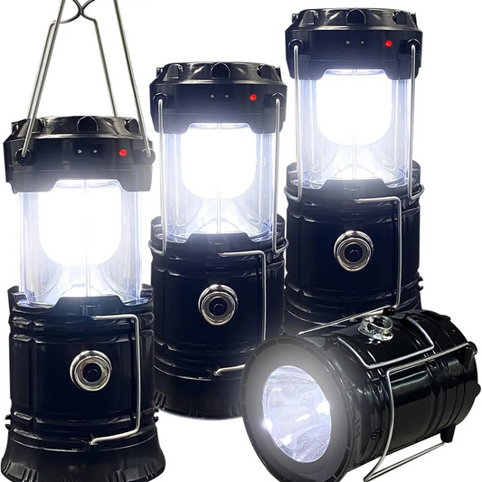 4-Pack Solar Camping Lanterns – Rechargeable LED Lights with Magnetic Base & Foldable Hook, Portable Emergency Lights for Camping, Hiking & Power Outages