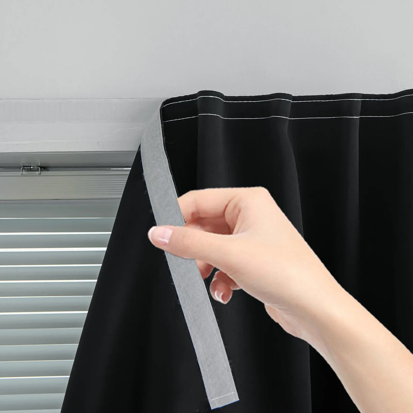 Blackout Window Curtain- No-Drill Magic TapeInstallation, Light-Blocking Privacy Shadefor Bedroom, Living Room& Kitchen