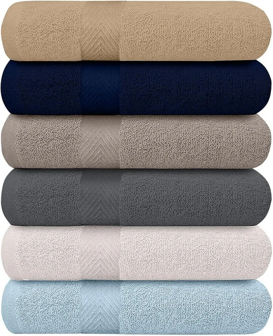 KAHAF Collection 6-PackBath Towels -Lightweight ExtraAbsorbent 100% CottonMulti-Use for Daily - SoftComfortable & Durable -27x54 Inches