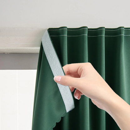 Blackout Window Curtain- No-Drill Magic TapeInstallation, Light-Blocking Privacy Shadefor Bedroom, Living Room& Kitchen