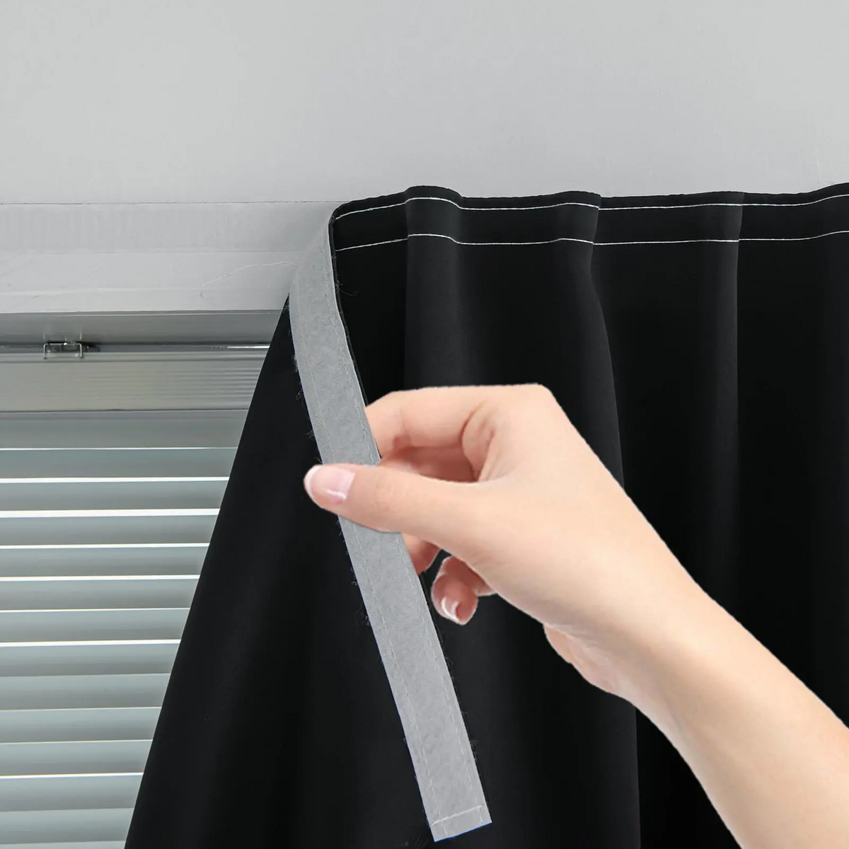 Blackout Window Curtain- No-Drill Magic TapeInstallation, Light-Blocking Privacy Shadefor Bedroom, Living Room& Kitchen
