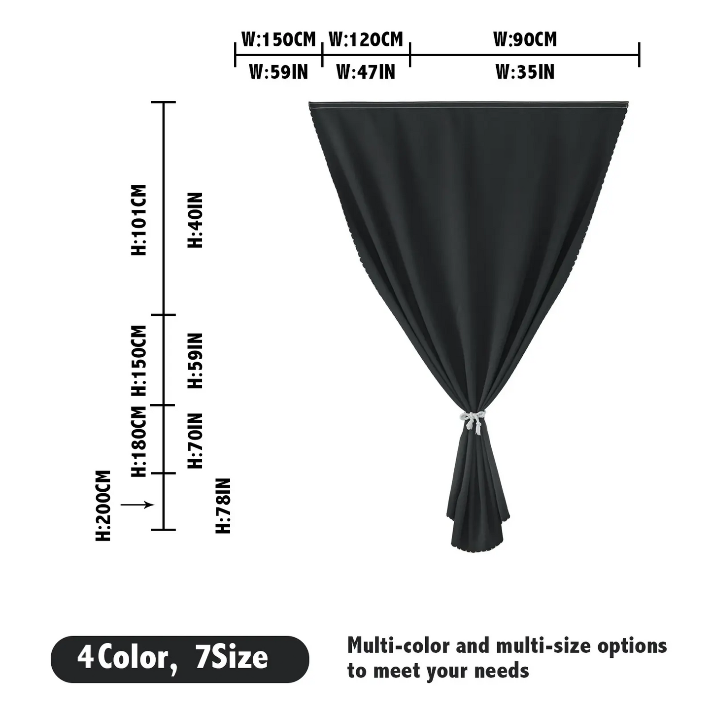 Blackout Window Curtain- No-Drill Magic TapeInstallation, Light-Blocking Privacy Shadefor Bedroom, Living Room& Kitchen
