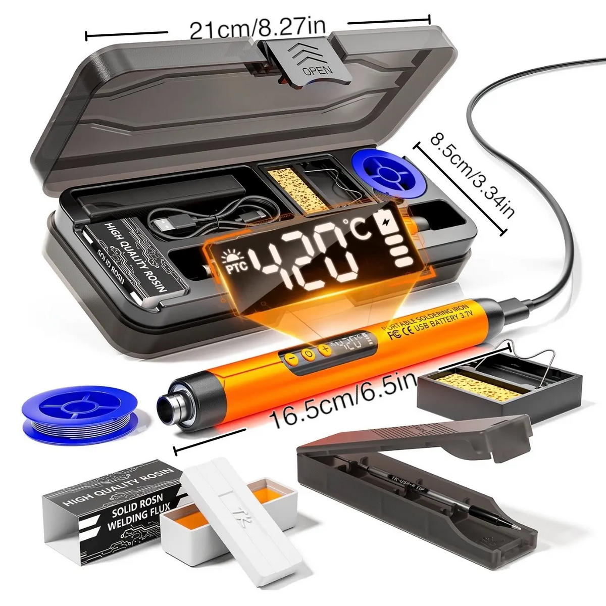 LCD Digital Soldering Iron Kit – Adjustable Temperature USB Electric Soldering Gun with Storage Case, Fast Heating Welding Tool for DIY Electronics & Home Repairs