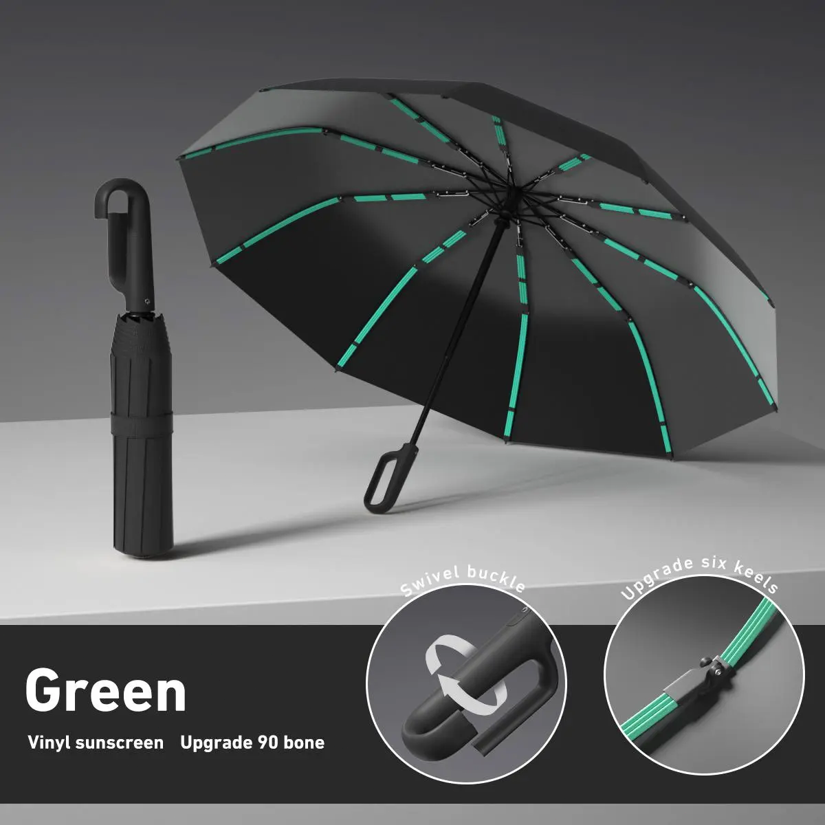 Automatic FoldingWindproof Umbrella -Compact WaterproofRain Umbrella with Easy-Grab Loop, PortableTravel Design for Men &Women