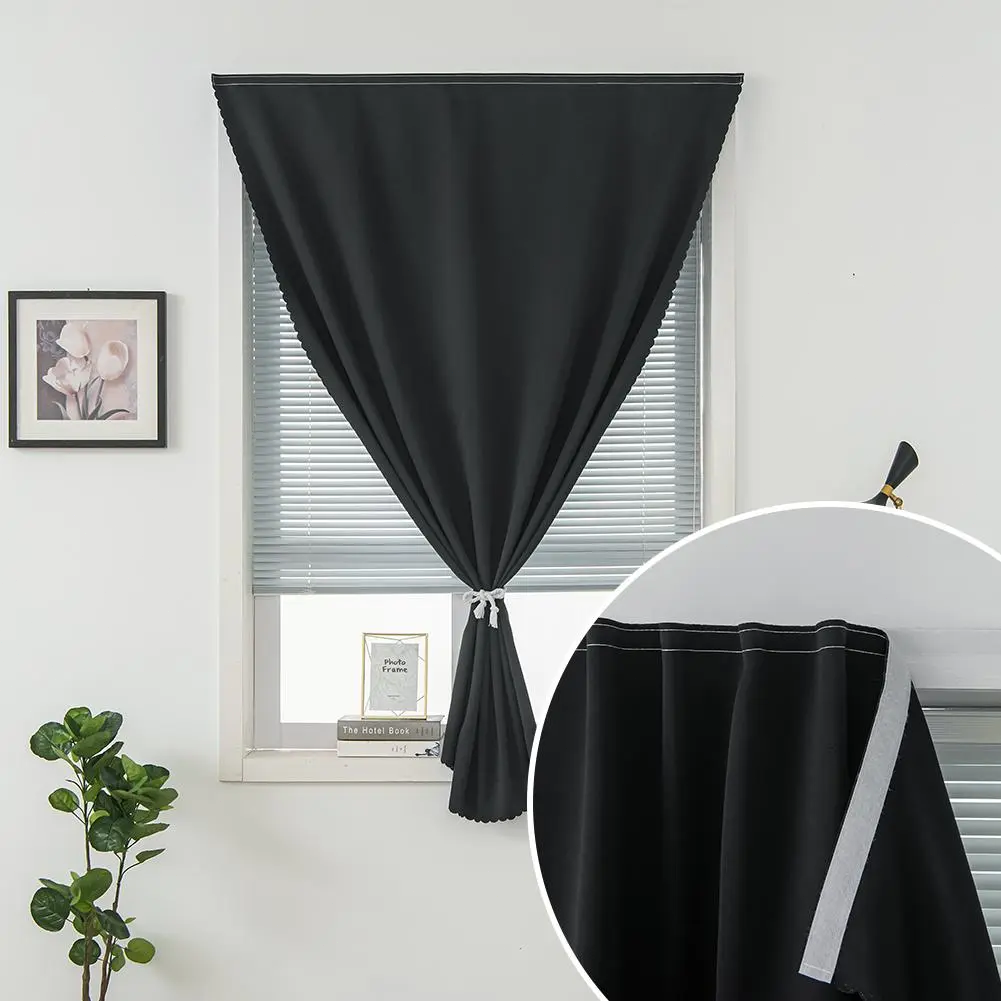 Blackout Window Curtain- No-Drill Magic TapeInstallation, Light-Blocking Privacy Shadefor Bedroom, Living Room& Kitchen
