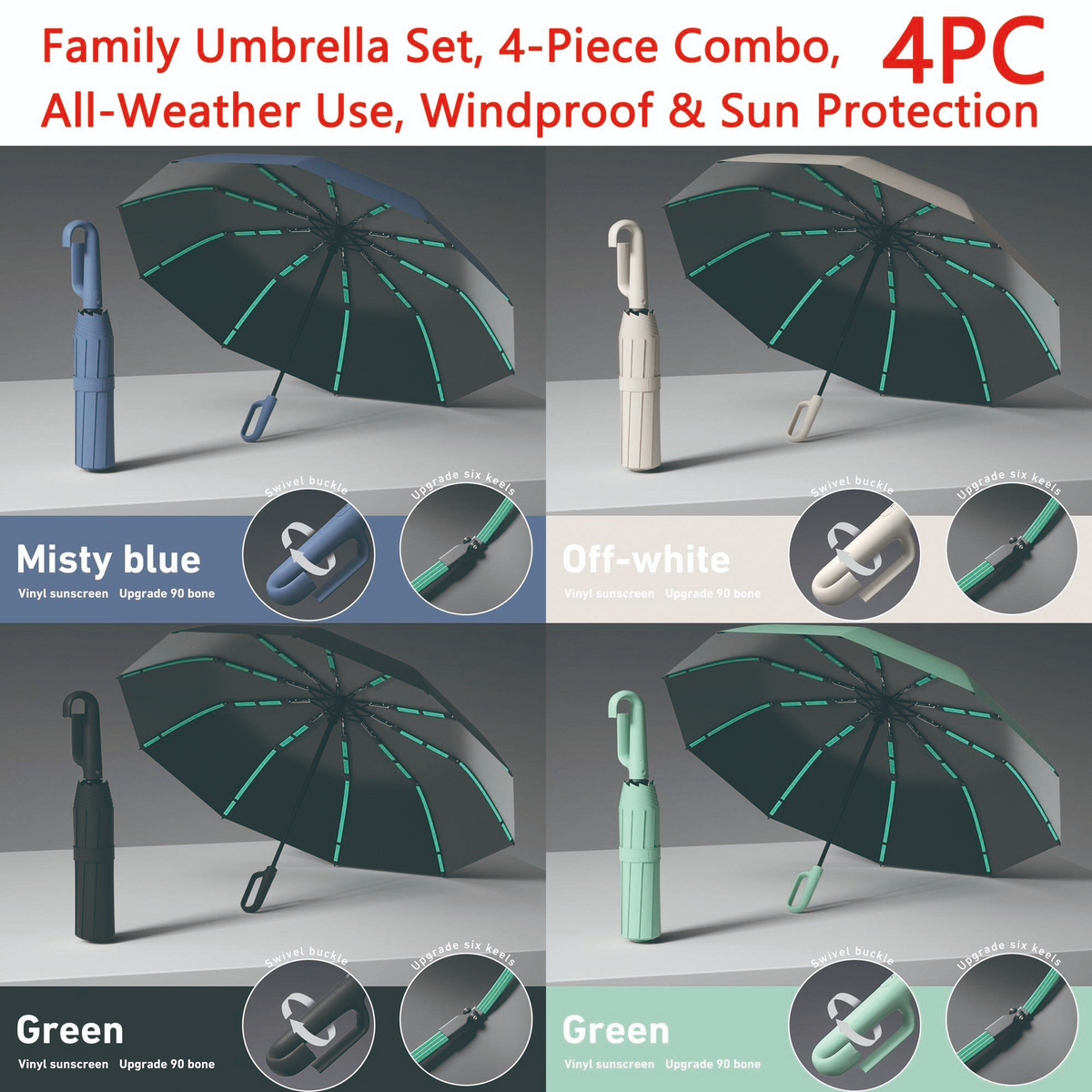Automatic FoldingWindproof Umbrella -Compact WaterproofRain Umbrella with Easy-Grab Loop, PortableTravel Design for Men &Women
