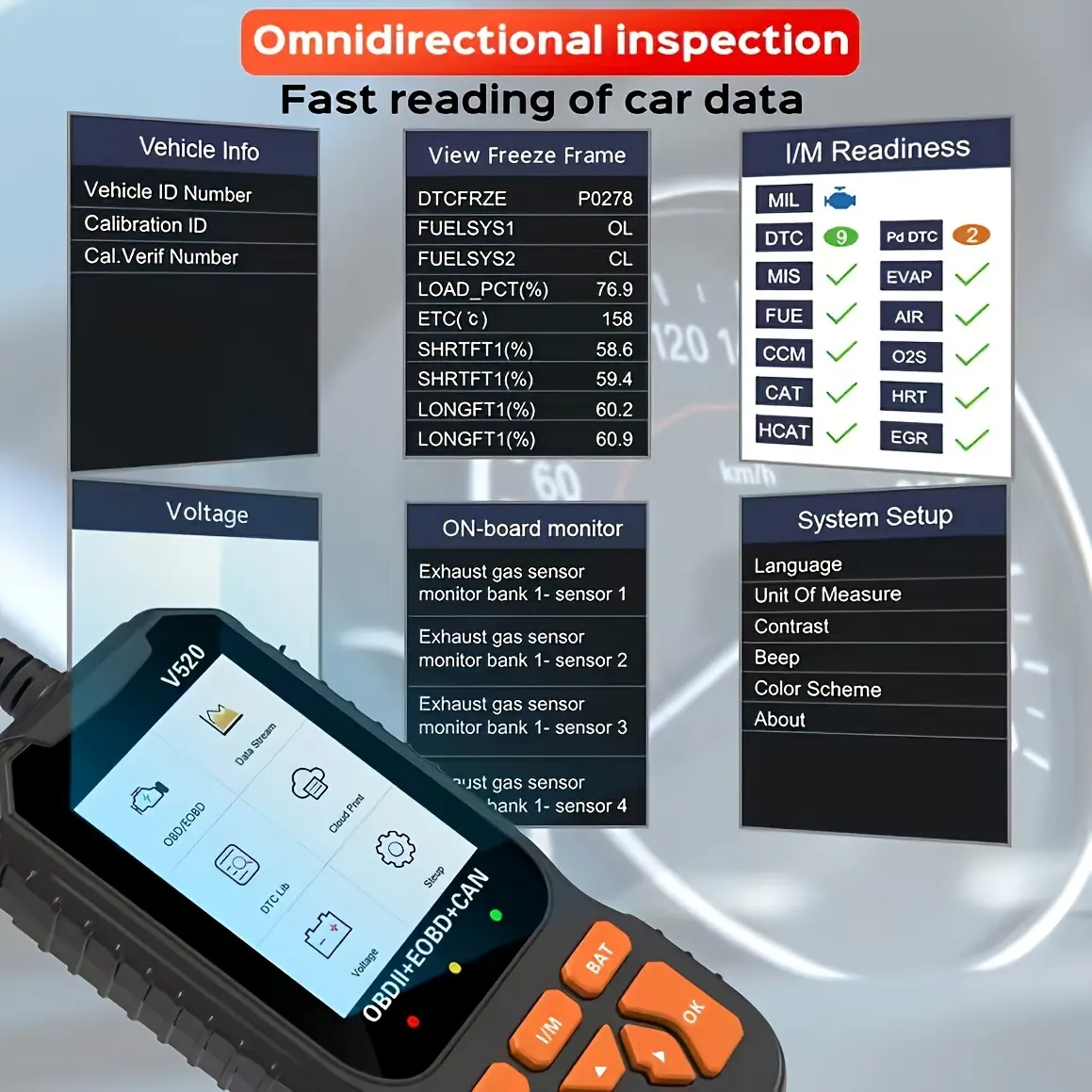 Professional OBD2 Scanner with Live Data – OBDII Diagnostic Code Reader for Check Engine Light, Dual UI Modes & Cloud Printing for Car Diagnostics
