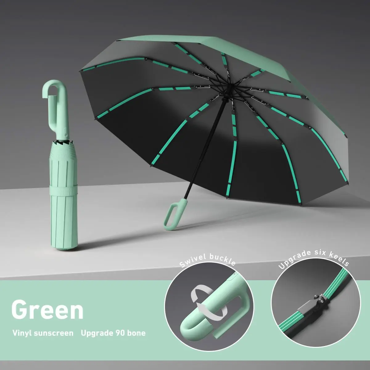 Automatic FoldingWindproof Umbrella -Compact WaterproofRain Umbrella with Easy-Grab Loop, PortableTravel Design for Men &Women