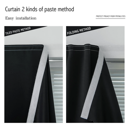 Blackout Window Curtain- No-Drill Magic TapeInstallation, Light-Blocking Privacy Shadefor Bedroom, Living Room& Kitchen