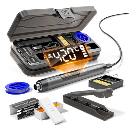 LCD Digital Soldering Iron Kit – Adjustable Temperature USB Electric Soldering Gun with Storage Case, Fast Heating Welding Tool for DIY Electronics & Home Repairs