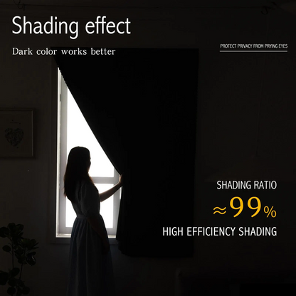 Blackout Window Curtain- No-Drill Magic TapeInstallation, Light-Blocking Privacy Shadefor Bedroom, Living Room& Kitchen